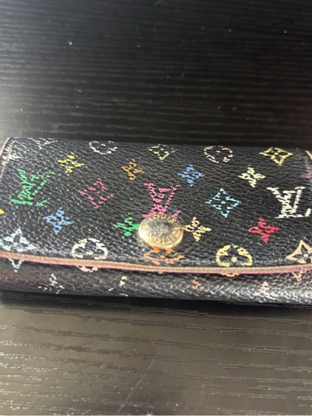 ✨Authentic Louis Vuitton Black Multicolor Monogram Multicles 4 Key Case Wallet✨